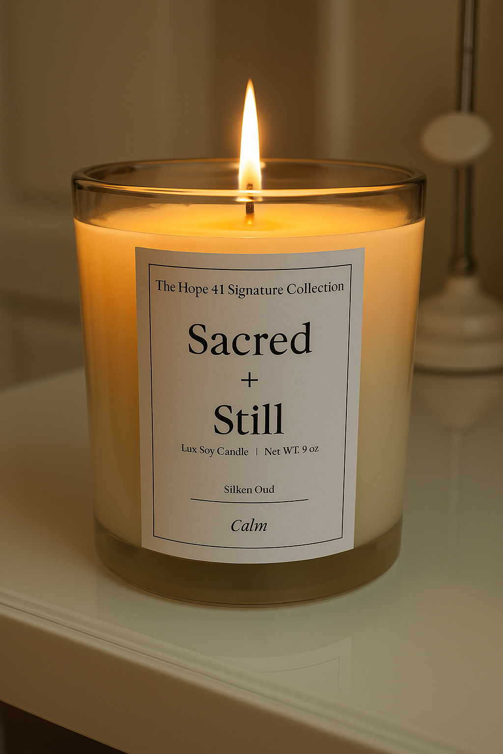Sacred + Still - Luxury Soy Candle 9 oz, Silver top
