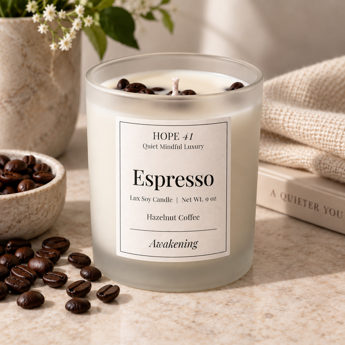 Espresso Candle | Hazelnut Coffee | Luxury Soy Candle | 9oz